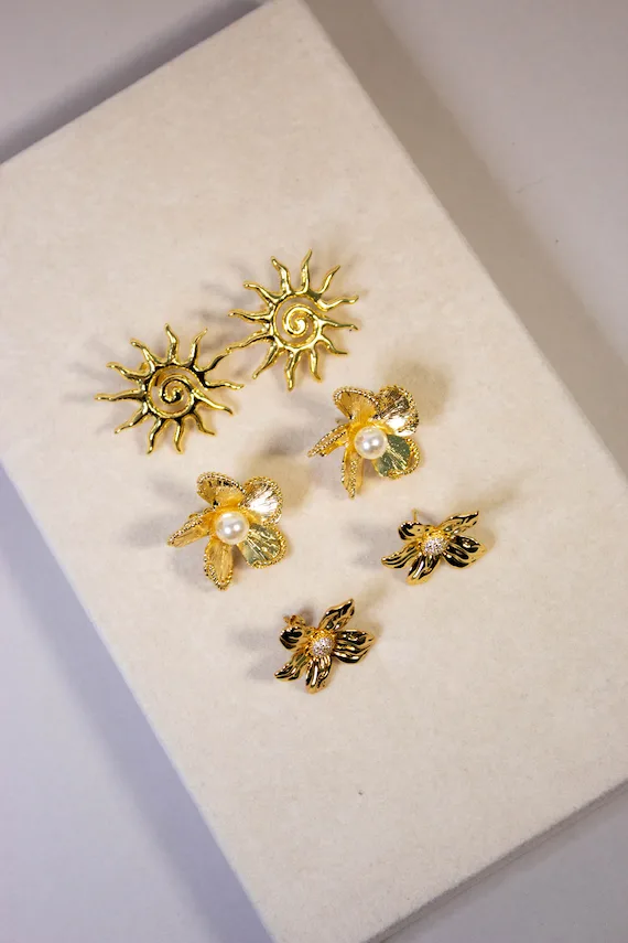 Aretes de flor en acero inoxidable | Accesorios delicados para mujer Cadie